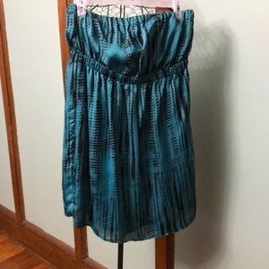 Turquoise & black mini dress